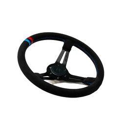 DriftShop Premium Steering Wheel (70 mm Dish), "M Power V2" Edition, Alcantara